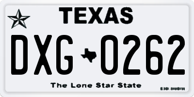 TX license plate DXG0262
