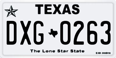 TX license plate DXG0263
