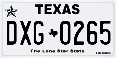 TX license plate DXG0265