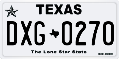 TX license plate DXG0270