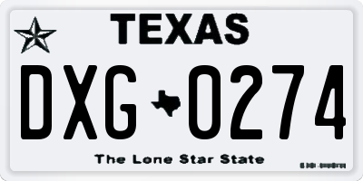 TX license plate DXG0274