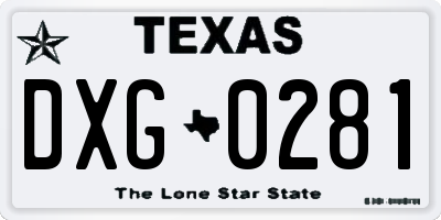 TX license plate DXG0281