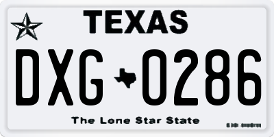 TX license plate DXG0286
