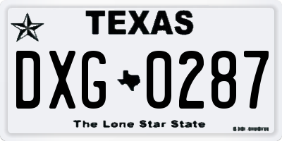TX license plate DXG0287