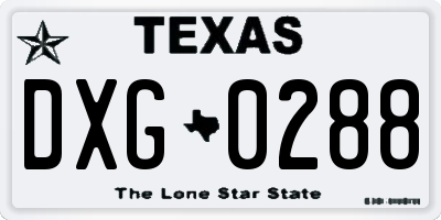 TX license plate DXG0288
