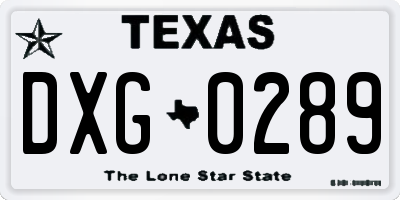 TX license plate DXG0289