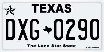 TX license plate DXG0290