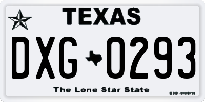 TX license plate DXG0293