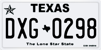 TX license plate DXG0298