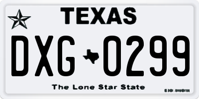 TX license plate DXG0299