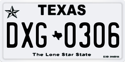 TX license plate DXG0306
