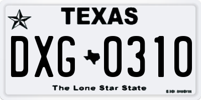 TX license plate DXG0310