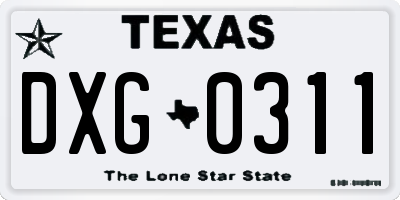 TX license plate DXG0311