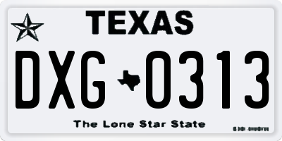 TX license plate DXG0313