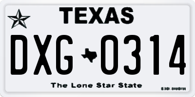 TX license plate DXG0314
