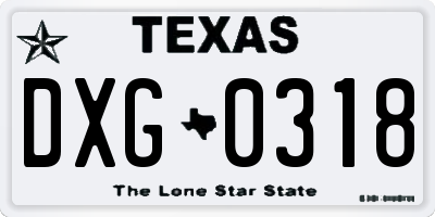 TX license plate DXG0318