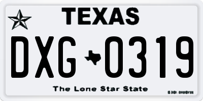 TX license plate DXG0319