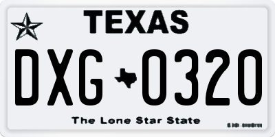 TX license plate DXG0320