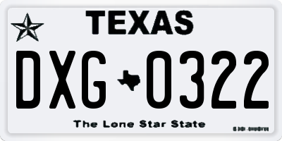 TX license plate DXG0322