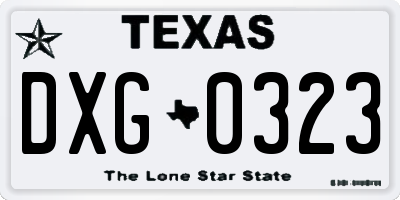 TX license plate DXG0323
