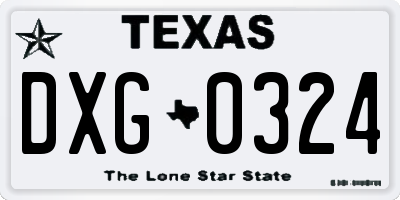 TX license plate DXG0324