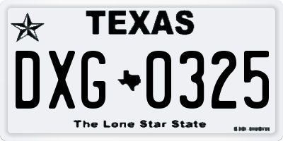 TX license plate DXG0325