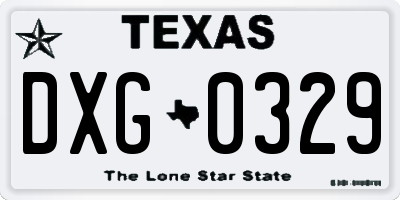 TX license plate DXG0329