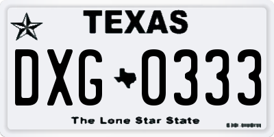 TX license plate DXG0333