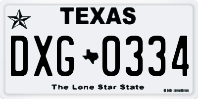 TX license plate DXG0334