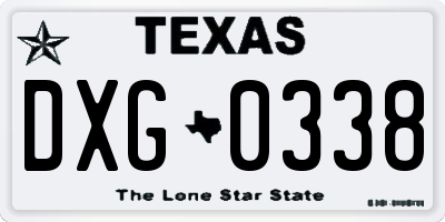 TX license plate DXG0338