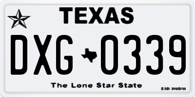 TX license plate DXG0339