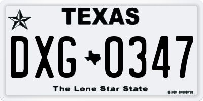 TX license plate DXG0347