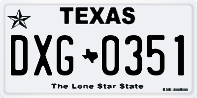 TX license plate DXG0351