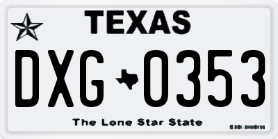 TX license plate DXG0353