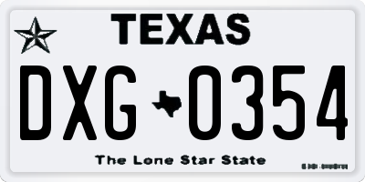 TX license plate DXG0354