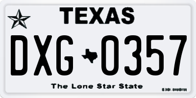 TX license plate DXG0357