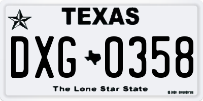 TX license plate DXG0358