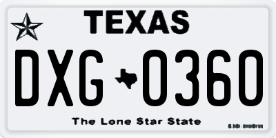 TX license plate DXG0360