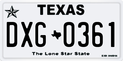 TX license plate DXG0361