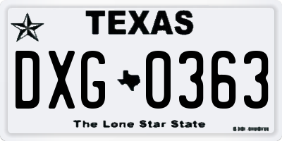 TX license plate DXG0363