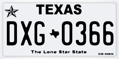 TX license plate DXG0366