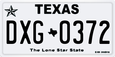 TX license plate DXG0372