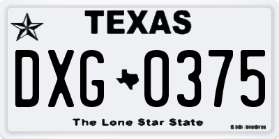 TX license plate DXG0375