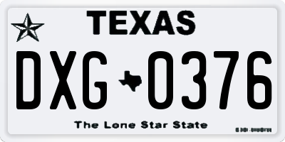 TX license plate DXG0376