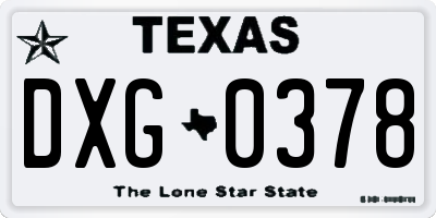 TX license plate DXG0378
