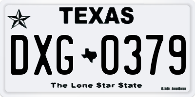 TX license plate DXG0379