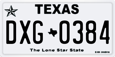 TX license plate DXG0384