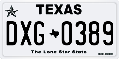 TX license plate DXG0389