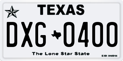 TX license plate DXG0400