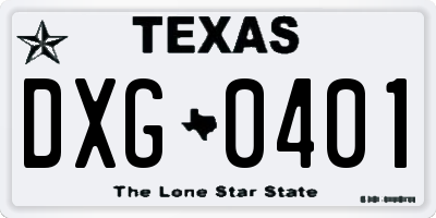 TX license plate DXG0401